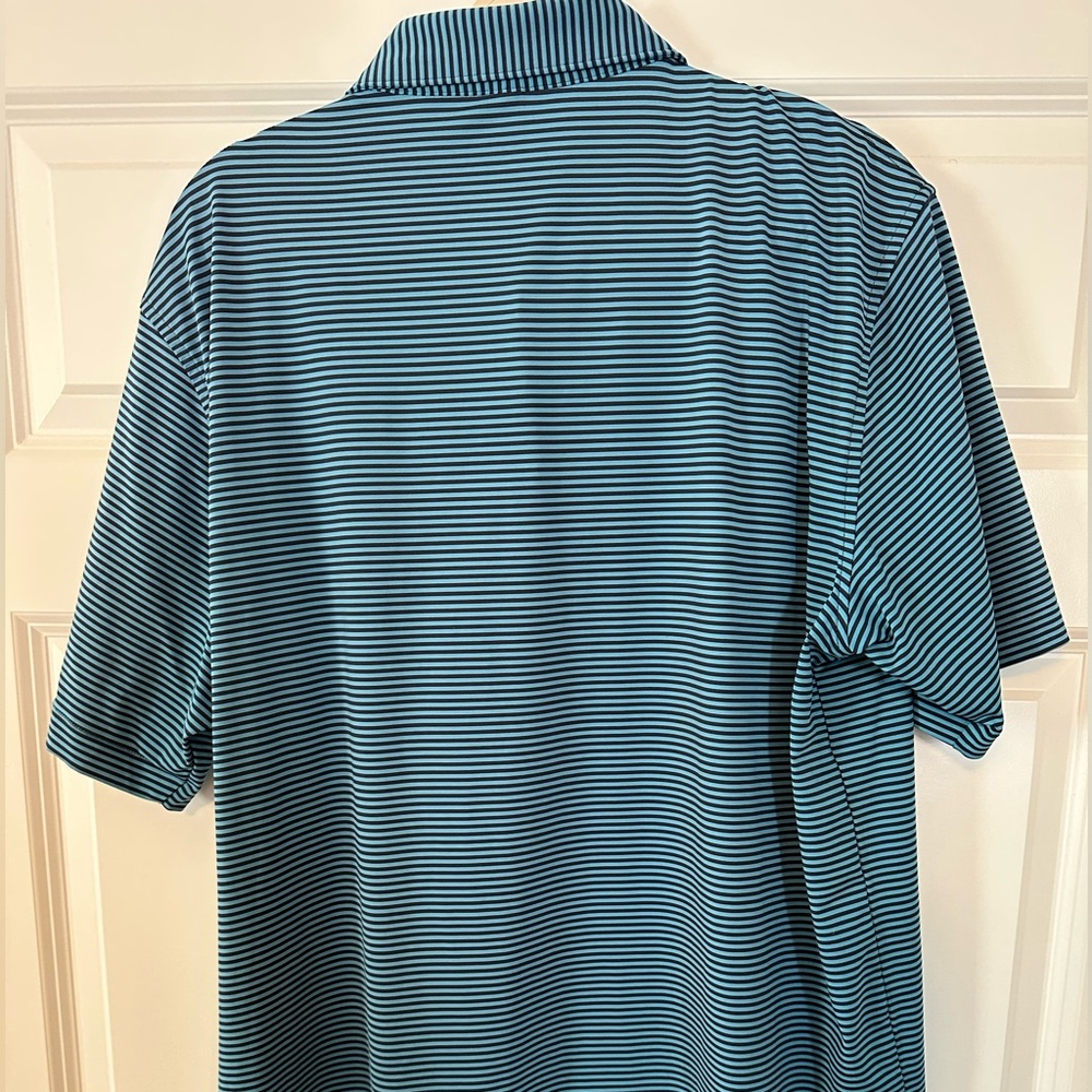 Peter Millar x TaylorMade Men's Navy Striped Polo - Picture 2 of 4